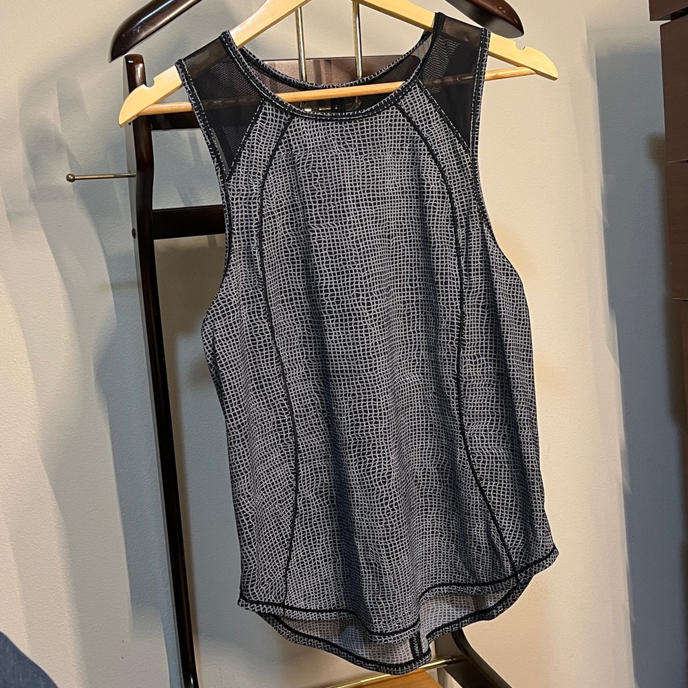 Lululemon Black and Gray Mesh Tank Top